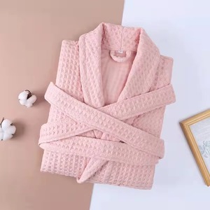 <b>Waffle</b> Weave Cotton Bath Robes - Kimono Style Lightweight Absorbent Spa Hotel <b>Bathrobes</b> - Product Image 4