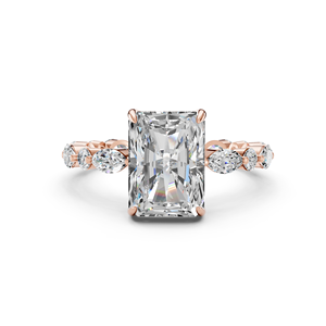 Bague de fiançailles ZOTA JEWEL en or rose 14 carats avec diamant de laboratoire taille radiant 3,22 ct certifié IGI, classique pour femme, pour mariage et anniversaire - Product Image 1