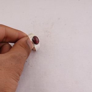 925 Sterling <b>Silver</b> Natural <b>Garnet</b> Classic Party <b>Ring</b> Wholesale Oval Red Gemstone Cabochon Wide Band Men Women Jewelry - Product Image 3
