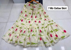 Lehenga en coton imprimé noir, rouge et blanc, longueur au sol, coupe ample, vêtements ethniques pour femmes, Inde, Pakistan, tenue de fête - Product Image 6