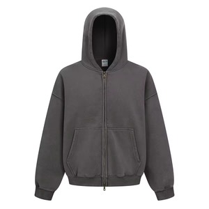 Sudadera con capucha para hombre, de peso pesado, con logotipo personalizado, lavado ácido, corte holgado extragrande, efecto descolorido por el sol, con bolsillo y cremallera, hombros caídos, fabricante - Product Image 6