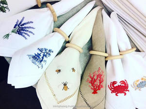 VNAP Mouchoir brodé fait main - Design personnalisé en tissu lin/coton/soie pour hôtel et décoration intérieure Modèle H0116 - Product Image 3