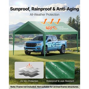 Lona de Repuesto para Carport de 10 x 20 pies, Resistente a los Rayos UV, Impermeable, para Garaje Portátil, Carpa, Cubierta para Auto - Product Image 3