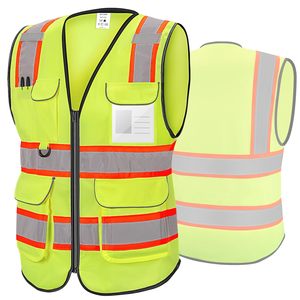 High Visibility Reflective Safety Vests for Men Women Vest with Pockets Mesh Fabric <b>Construction</b> Safety Apparel Neon <b>Work</b> Vest - Product Image 1