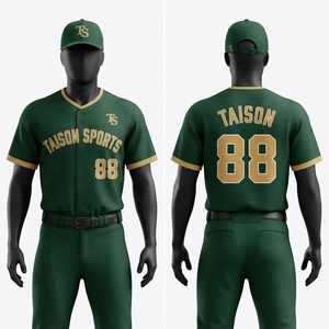 ชุดยูนิฟอร์มเบสบอลแบบยูนิเซ็กซ์ พรีเมียม ผ้าโพลีเอสเตอร์ 200 GSM เสื้อทีม กางเกง  โลโก้สั่งทำ  ขอบสีทองด้านหน้า  ชุดกีฬาไซส์ใหญ่พิเศษ - Product Image 1