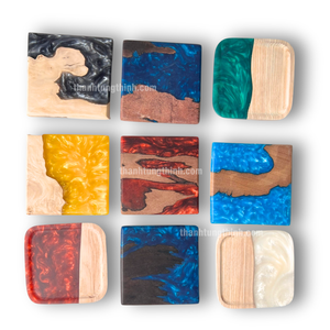 Modern Wood Resin Cutting <b>Board</b> Square Natural Edge Design Durable Vietnam Made - Product Image 6