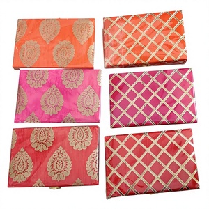 Handcrafted Money <b>Box</b> Favour <b>Box</b> with Golden Embroidery Elegant <b>Wedding</b> Return Gift Decorative Keepsake <b>Box</b> - Product Image 1