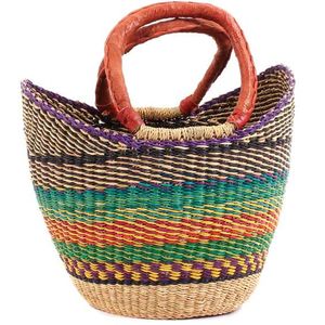 Premium <b>Red</b> Leather Handle Seagrass Handbags Handmade MultiColor Woven Straw Tote <b>Bag</b> Fashion Women Summer Beach Purse OEM - Product Image 1