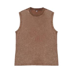 RAZER'S IMPEX New Washed-out Snow Wash Distressed Vest Men Heavyweight 220g European-American Vintage Hip Hop Sleeveless Summer - Product Image 5