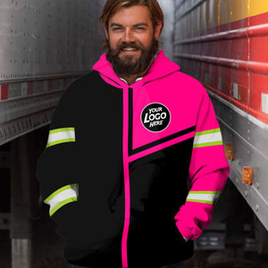 Welding Shirt Light Custom <b>Pink</b> Black Zip Hoodie Fleece <b>Jacket</b> Sublimation Print Logo Name Casual Unisex Autumn Wear - Product Image 6
