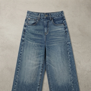 Jeans de Mezclilla Personalizados para Mujer, Cintura Alta, Pierna Ancha, Lavado Vintage, Corte Holgado - Product Image 3