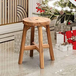 Taburete de madera maciza hecho a mano por artesanos para sala de estar, cocina, balcón, decoración tradicional para el hogar. - Product Image 6