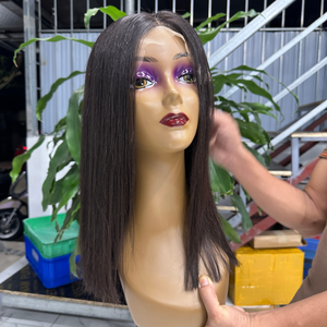 Gran oferta, peluca recta de hueso sedoso crudo, pelo Remy Natural vietnamita negro Natural, peluca con malla frontal, cierre de encaje HD - Product Image 2