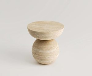 Mesa de Centro Redonda de Travertino con Base Esférica, Mesa Auxiliar de Piedra para Sala de Estar, Muebles Modernos, Decoración del Hogar - Product Image 3