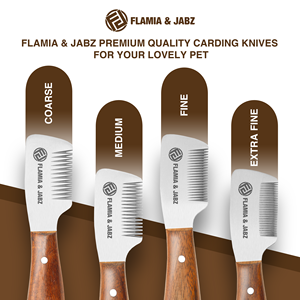 หวีสัตว์เลี้ยงสแตนเลส Flamia & Jabz ด้ามไม้ พร้อมมีดโกนขนสำหรับสุนัขและแมว ทำจากไม้พะยูง - Product Image 2