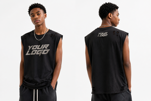 Wholesale Custom Logo Vintage Washed Ripped <b>Muscle</b> <b>T</b>-<b>Shirt</b> for <b>Men</b> Distressed Sleeveless Tank Top For Gym - Product Image 3