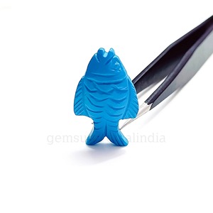 Colgante de piedra preciosa tallada a mano con forma de pez azul turquesa AAA de 25 mm, dije de cristal con forma de pez, precio al por mayor para fabricación de joyas a granel - Product Image 2