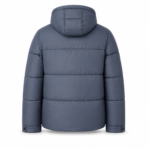Blouson matelassé à capuche de haute qualité avec matelassage horizontal large, doublure noire, poche intérieure zippée, chaud, pour l'hiver, style streetwear décontracté - Product Image 3