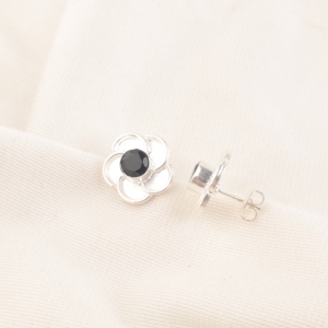Rajasthani Style Black Onyx & Freshwater Pearl <b>Stud</b> <b>Earrings</b> <b>Silver</b> Plated Luxury Jewelry for Unisex Party Wear - Product Image 3