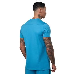 Camiseta de jersey con cuello redondo y estampado gráfico para hombre, de algodón azul, manga corta, informal, transpirable, estilo urbano, camiseta de moda de verano - Product Image 3