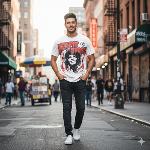 T-shirt Homme Oversize Noir 100% Coton Imprimé DTG Personnalisé avec Motif de Bande Graphique Manches Courtes – Vente en Gros - Product Image 4