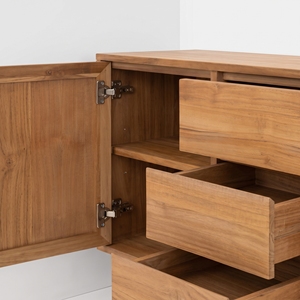 Teak Sideboard Cabinet with <b>Rattan</b> Door and Drawers Natural Solid Wood Storage for Hotel Villa Restaurant Furniture Commercial - Product Image 5