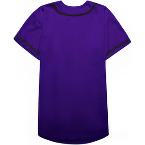Custom Purple Baseball Jersey with Black Trim Detail Breathable Performance <b>Athletic</b> Uniform Button Down Team Sportswear - Product Image 3