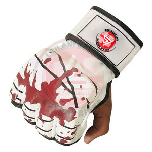 Leather Made Custom Design MMA <b>Gloves</b> <b>Moisture</b> Wicking Hook Loop Closure Unisex Premium Quality Latest Style Printed - Product Image 4