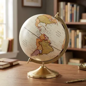 Globe terrestre vintage décoratif pour table, avec carte antique, base en bois, décoration pour bureau, salle d'étude, maison, cadeau - Product Image 5