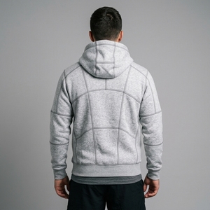 Sweat-shirt à capuche en molleton gris chiné pour homme, logo personnalisé, streetwear, mélange de coton - Product Image 2