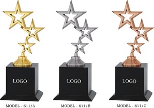Elegant Metal Star Shaped Dial Desk And Wall Decor In Tri Tone Silver Brown And Gold Plated Finish For Professional Office - Product Image 3
