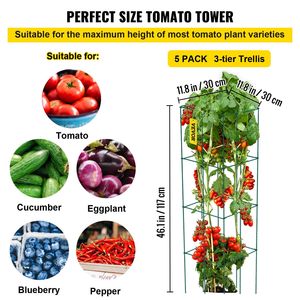 <b>Tomato</b> Cages 11.8\" X 11.8\" X 46.1\" 5 Packs Green PVC-Coated Steel Square Plant <b>Support</b> Towers Climbing Fencing Trellis Gates - Product Image 3