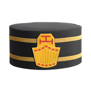 Gorra de Capítulo Negra Premium con Bordado Dorado, Insignia de Capítulo, Gorro Personalizado Bordado para Sacerdote Superior del Arco Real - Product Image 1