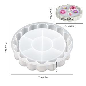 Molde de Silicona para Resina Epoxi, Base para Portavelas, Bandeja de Almacenamiento, Bandeja Redonda con Diseño de Cuentas y Encaje, Maceta - Product Image 6