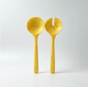 Elegante Juego de Servidor de Ensalada de Resina con Mango Color Ámbar, Cuchara y Tenedor Hechos a Mano para Vajilla de Mesa - Product Image 5