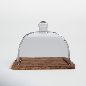 Support à gâteau rond en bois de style nouveau avec couvercle en verre, réutilisable, pour présentation de desserts, boulangerie, événements à domicile - Product Image 4