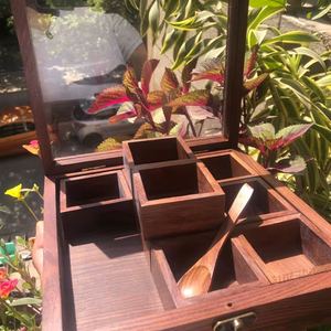 Wood Wooden masala unique spice wood <b>box</b> wood ethnic traditional Indian spice or jewellry holder India unique Gift for her/Gift - Product Image 1