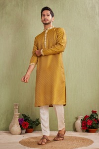 Kurta en coton pour homme Heritage, look ethnique classique, tissu confortable, Kurta pour hommes, mariages et événements culturels - Product Image 3