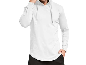 Sweat-shirt à capuche blanc pour homme, manches longues, couleur unie, tricoté en polyester, respirant, décontracté, pour le printemps, qualité supérieure - Product Image 2