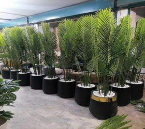 Ensemble de jardinières contemporaines en fibre de verre, pots de fleurs ronds, grands et petits, pour patio, balcon, décoration intérieure, salon - Product Image 1