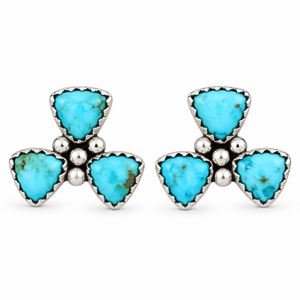 Pendientes de Turquesa Kingman en Forma de Trillón, Pendientes de Racimo de Piedras Preciosas, Joyería Hecha a Mano para MUJER - Product Image 3
