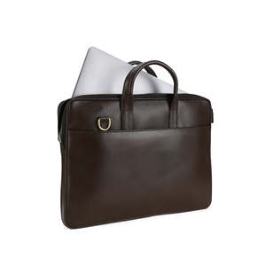 Minimalist Leather Laptop Briefcase with Organized Storage Compartments Soft Zipper Closure Business Office <b>Bag</b> - Product Image 2