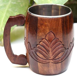 Taza de Café de Madera Maciza de Lujo Hecha a Mano, Ecológica, Apta para Lavavajillas, Unisex, Hecha a Mano con Madera Natural, Redonda, 300 mm de Diámetro - Product Image 1