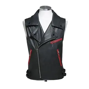 New Style High Quality Top QualityAttractive Leather Vest for Men Biker Racer Leather Mens Vest Jacket Heated Leather Vest