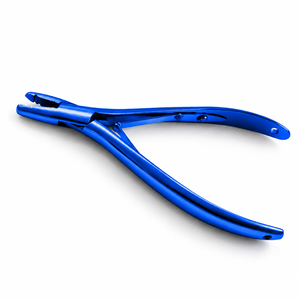 Pince à extensions de cheveux en acier inoxydable bleue pour l'installation et le retrait de micro-anneaux - Product Image 1