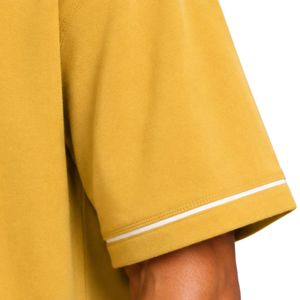 Mustard Yellow Mens Oversized T Shirt And Shorts <b>Set</b> White Contrast Piping Custom Logo Crew Neck Casual Streetwear Wholesale - Product Image 5