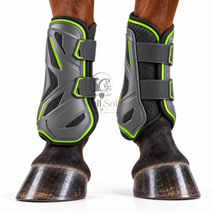 Botas de protección para caballos con amortiguación suave, tela resistente y diseño práctico para un entrenamiento cómodo y diario. - Product Image 5