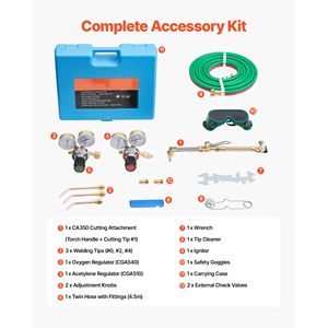 Kit de chalumeau oxyacétylène avec clapets anti-retour de 5 mm, ensemble de soudage et de découpe au gaz portable, tuyau double de 15 pieds - Product Image 4