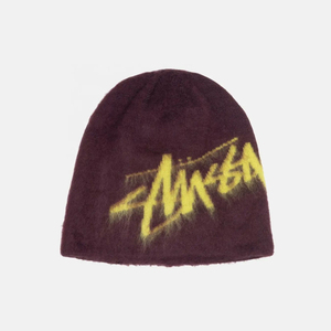 Direct Factory Unisex Beanie Hat Solid Color Flock Print Letter Pattern Street Style <b>Winter</b> <b>Cap</b> Adult Size 56-58CM Beanies - Product Image 1