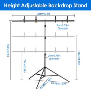 ขาตั้งฉากหลังถ่ายภาพวิดีโอแบบ T-Shape ขนาด 6.5 8.5 ฟุต รับน้ำหนักได้มาก ปรับได้ พร้อมสปริง 6 ตัว - Product Image 2